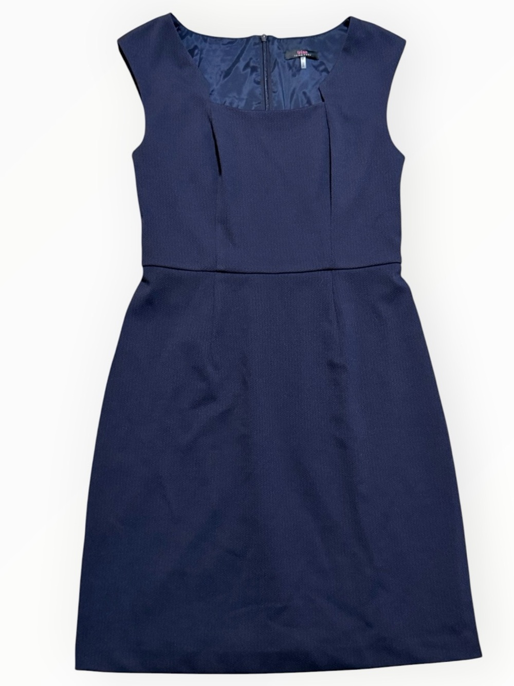 TRINA TURK Navy Blue Sleeveless Sheath Dress Classic Timeless Work Party 8